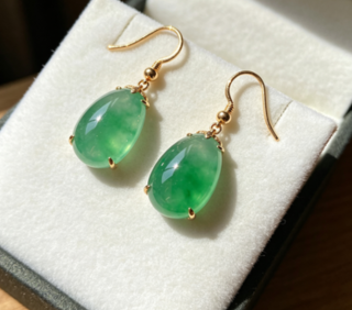 Elegant Natural Green Jadeite Earrings Fashion Daily Accessories